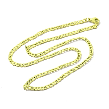 Spray Painted 201 Stainless Steel Curb Chain Necklaces, with Lobster Claw Clasp, Yellow, 17-3/4 inch(45.3cm)