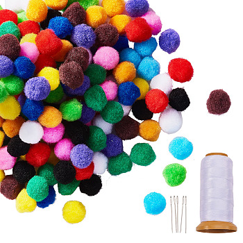 DIY Pom Pom Ball Decoration Making Kits, Including Pom Pom Balls, Nylon Threads and Iron Tapestry Needles, Mixed Color, 20mm, 12 colors, 20pcs/color, 240pcs/set