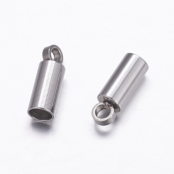 304 Stainless Steel Cord Ends, End Caps, Stainless Steel Color, 8.5x3mm, Hole: 1.5mm, Inner Diameter: 2.5mm