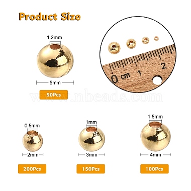 500Pcs 4 Styles Brass Round Spacer Beads(KK-CJ0001-79)-2
