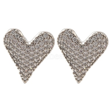 Rack Plating Heart Brass Pave Clear Cubic Zirconia Stud Earrings(EJEW-I310-03P)-2