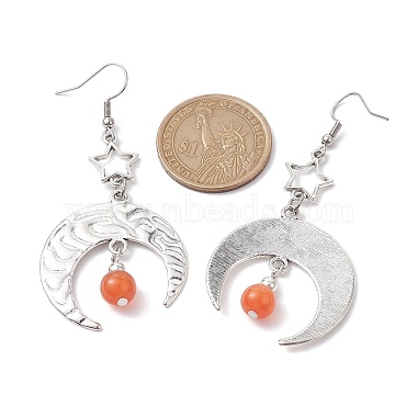 Antique Silver Alloy Star & Moon Dangle Earrings(EJEW-JE05637-01)-3
