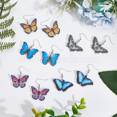 6 Pairs 6 Style Acrylic Butterfly Dangle Earrings(EJEW-AN0001-07)-7