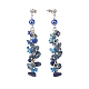 Natural Gemstone Chips & Lampwork Evil Eye Cluster Dangle Stud Earrings(EJEW-JE05040)-4