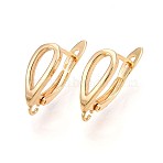 Brass Hoop Earring Finding, Lead Free & Nickel Free & Cadmium Free, Teardrop, Real 18K Gold Plated, 19x6x13mm, Hole: 1.6mm, Pin: 1mm(KK-N261-35G)