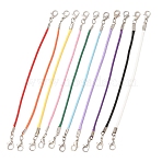 Braided Round Waxed Polyester Cord with Double Iron Lobster Claw Clasps, Short Bracelet Lanyard for DIY Jewelry & Minifigures, Platinum, Mixed Color, 2mm, 154mm/pc(FB-CBAA2E5-01)