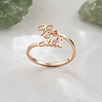 304 Stainless Steel Cuff Rings, with Word Be Still, Ion Plating(IP), Rose Gold, nner Diameter: 15~20mm(FS-WGE2533-03)