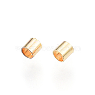 Brass Crimp Beads, Nickel Free, Tube, Real 18K Gold Plated, 2x2mm, Hole: 1.5mm, about 625pcs/10g(X-KK-N259-53)