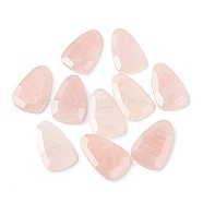 Natural Rose Quartz Cabochons, Faceted Triangle, 33x21x4mm(G-Z028-02)