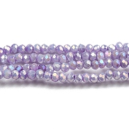 Opaque Baking Painted Glass Beads Strands, AB Color, Faceted, Round, Lilac, 2.5x2mm, Hole: 0.7mm, about 156~158pcs/strand, 12.20~12.44 inch(31~31.6cm)(DGLA-F002-03E)