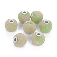Resin Beads, with Silver Plasted Alloy Cores, Round, Pale Green, 16x15mm, Hole: 3mm(RESI-L027-A04)