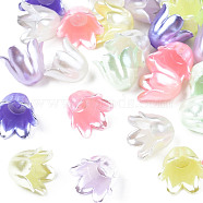Spray Paint ABS Plastic Imitation Pearl Beads, Flower, Mixed Color, 10x11x8.5mm, Hole: 1.4mm(MACR-N013-001)