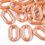 Opaque Acrylic Linking Rings, Quick Link Connectors, for Cable Chains Making, Pearlized, Oval, Dark Orange, 31x19.5x5.5mm, Inner Diameter: 19.5x7.5mm(X-OACR-S036-006A-H08)