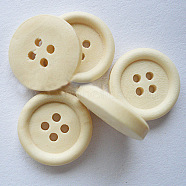 4-Hole Buttons for Shirts, Wooden Buttons, PapayaWhip, about 25mm in diameter(X-NNA0Z3Q)