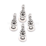 Tibetan Style Alloy Pendants, Number 8 with Human, Cadmium Free & Nickel Free & Lead Free, Antique Silver, 22.5x9.5x3.5mm, Hole: 1.8mm(TIBE-XCP0000-17AS-NR)