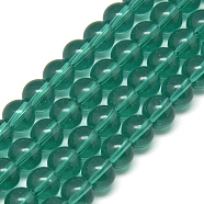 Glass Beads Strands, Round, Teal, 6mm, Hole: 1mm, about 50pcs/strand, 13 inch(GR6mm53Y)