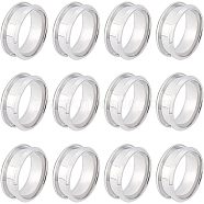 12Pcs Stainless Steel Grooved Finger Ring Settings, Ring Core Blank, for Inlay Ring Jewelry Making, Stainless Steel Color, US Size 10 1/4(19.9mm)(STAS-UN0038-94C)