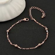 Rack Plating Brass Link Chain Bracelets for Women, with Brass Round Brads, Cadmium Free & Lead Free, 901 Stainless Steel Clasp, Long-Lasting Plated, Rose Gold, 6-1/4 inch(16cm)(BJEW-G735-03RG)