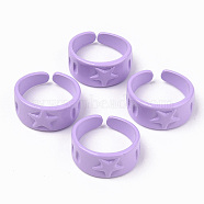Spray Painted Alloy Cuff Rings, Open Rings, Cadmium Free & Lead Free, Star, Lilac, US Size 5 3/4(16.3mm)(RJEW-T011-30C-RS)