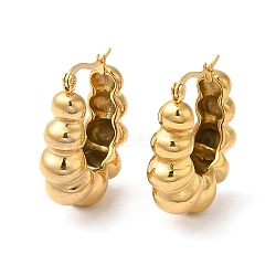 Ion Plating(IP) 304 Stainless Steel Croissant Hoop Earrings, Real 18K Gold Plated, 31x10mm(EJEW-K244-35G)