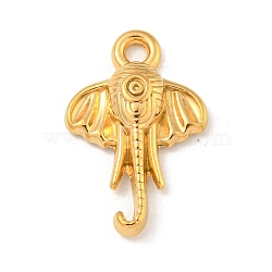 Ion Plating(IP) 304 Stainless Steel Pendants, Elephant Charm, Real 18K Gold Plated, 25x16x4.5mm, Hole: 2.1mm(STAS-N103-119G)