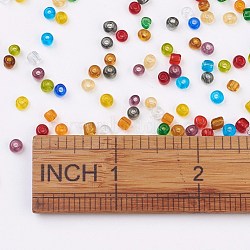 6/0 Glass Seed Beads, Transparent, Round, Mixed Color, 3.5~4x2~5mm, Hole: 1.2~1.5mm, about 450pcs/50g(X-SEED-A004-4mm)