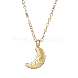 Moon Alloy with Brass Pendant Necklaces, Cable Chain Necklaces, Golden, 17.56 inch(446mm)(NJEW-JN04906)