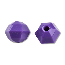 Opaque Acrylic Beads, Faceted Hexagon, Blue Violet, 21x18.5x17mm, Hole: 4.2~4.3mm, about 150pcs/500g(SACR-N017-03F)