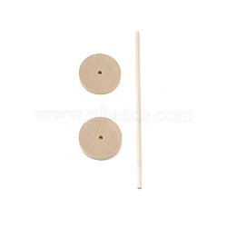 Chinese Cherry Wood Unfinshed Wheel & Stick, DIY Wooden Craft, Wheat, Stick: 15x0.4cm, Wheel: 3.8x0.6cm, Hole: 3.7mm, 3pcs/set(DIY-WH0282-35A)