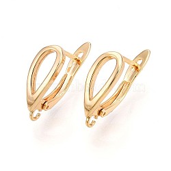Brass Hoop Earring Finding, Lead Free & Nickel Free & Cadmium Free, Teardrop, Real 18K Gold Plated, 19x6x13mm, Hole: 1.6mm, Pin: 1mm(KK-N261-35G)