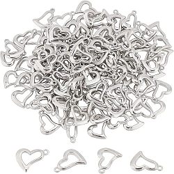 300Pcs Plating ABS Plastic Pendants, Heart, Platinum, 17x22x3mm, Hole: 1.8mm(KY-FH0001-17)