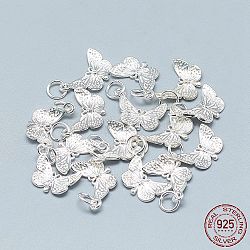 925 Sterling Silver Pendants, with 925 Stamp, with Jump Ring, Butterfly, Silver, 16x12x2mm, Hole: 4mm(X-STER-T002-74S)