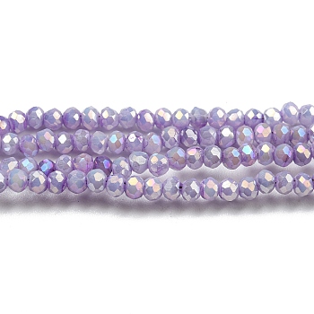 Opaque Baking Painted Glass Beads Strands, AB Color, Faceted, Round, Lilac, 2.5x2mm, Hole: 0.7mm, about 156~158pcs/strand, 12.20~12.44 inch(31~31.6cm)