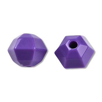 Opaque Acrylic Beads, Faceted Hexagon, Blue Violet, 21x18.5x17mm, Hole: 4.2~4.3mm, about 150pcs/500g