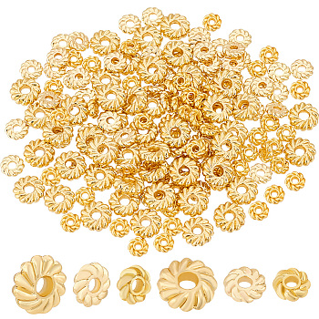 Elite 150Pcs 3 Styles Rack Plating Zinc Alloy Spacer Beads, Long-Lasting Plated, Disc, Real 18K Gold Plated, 6~8x1.3~2.5mm, Hole: 1.5~2mm, 50pcs/style