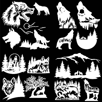 4Pcs 4 Styles PET Waterproof Self-adhesive Car Stickers, Reflective Decals for Car, Motorcycle Decoration, Wolf, 200x200mm, 1pc/style