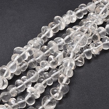 Natural Quartz Crystal Nuggets Bead Strands, Rock Crystal Beads, Tumbled Stone, 6~10x9~12x8~10mm, Hole: 1mm, about 15.3 inch~15.7 inch