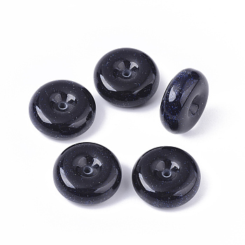 Resin Beads, with Glitter Powder, Rondelle, Prussian Blue, 25x10mm, Hole: 2mm