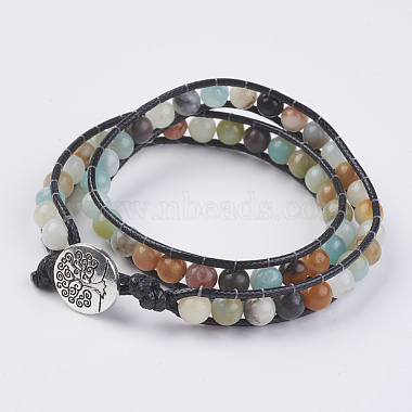 Natural Gemstone Wrap Bracelet(BJEW-JB03613)-2