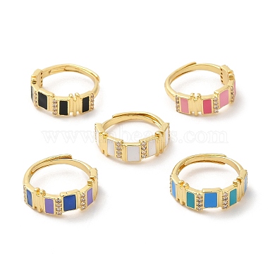 Mixed Color Rectangle Brass+Cubic Zirconia Finger Rings