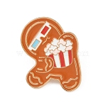 Christmas Enamel Pins, Alloy Lapel Pin Backs for Backpack Clothes, Light Gold, Gingerbread Man, 27x21mm(JEWB-F041-01E)