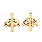 304 Stainless Steel Charms, Laser Cut, Tree of Life, Golden, 12x10x1mm, Hole: 1.2mm(X-STAS-I151-16G)