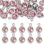 20Pcs Faceted Glass Charms, with Platinum Plated Alloy Findings, Teardrop, October Birthstone Charms
, Light Rose, 11.3x7.2x4.2mm, Hole: 1.2mm(RGLA-TADJ0001-01G)