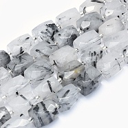 Natural Rutilated Quartz Beads Strands, Faceted, Cuboid, 15~16x11~12x11~12mm, Hole: 1.5mm, about 20~22pcs/strand, 15.3~15.7 inch(39~40cm)(G-G765-25)