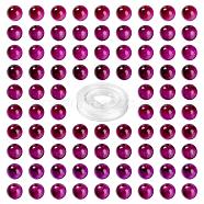 100Pcs 8mm Natural Tiger Eye Round Beads, with 10m Elastic Crystal Thread, for DIY Stretch Bracelets Making Kits, Medium Violet Red, 8mm, Hole: 0.8mm(DIY-LS0002-66)