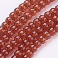 Spray Painted Crackle Glass Beads Strands, Round, Dark Orange, 4mm, Hole: 1.1~1.3mm, about 200pcs/strand, 31.4 inch(CCG-Q001-4mm-09)