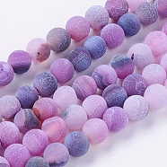 Natural Weathered Agate Beads Strands, Dyed, Frosted, Round, Dark Violet, 6mm, Hole: 1mm, about 64pcs/strand, 14.6 inch(X-G-G589-6mm-06)