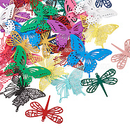 30Pcs 15 Style Spray Painted 430 Stainless Steel Pendants, Etched Metal Embellishments, Butterfly & Dragonfly, Mixed Color, 31x40x0.3mm, Hole: 1.2mm, 2pcs/style(STAS-TA0002-43)