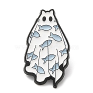 Halloween Theme Ghost Enamel Pin, Electrophoresis Black Zinc Alloy Brooch for Backpack Clothes, Fish, 31x17x1.5mm(JEWB-E023-06EB-01)