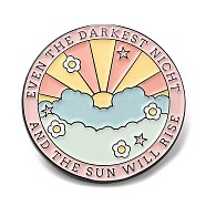 Word Even The Darkest Night And The Sun Will Rise Enamel Pin, Electrophoresis Black Zinc Alloy Brooch for Backpack Clothes, Colorful, 30.5x1.8mm(JEWB-H010-02EB-04)